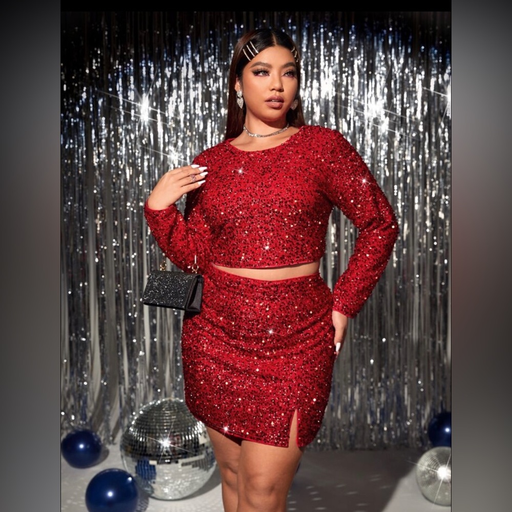 Red sequin two-piece matching set ❤️